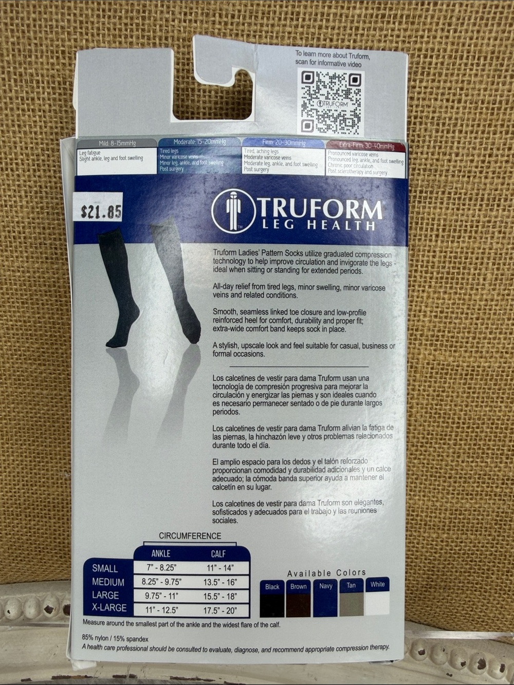 TruformLadies' Rib Pattern Knee High Compression Socks - Tan - Picture 2 of 2